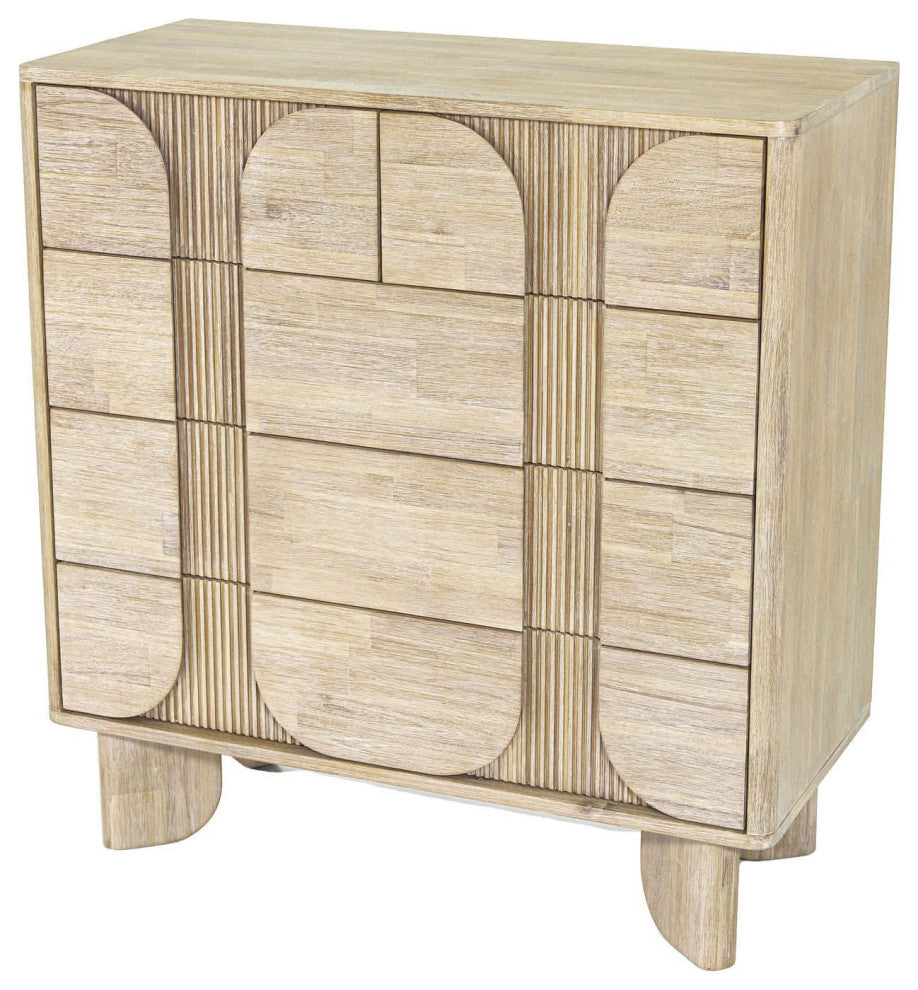 Haru 5-Drawer Acacia Chest, Beige