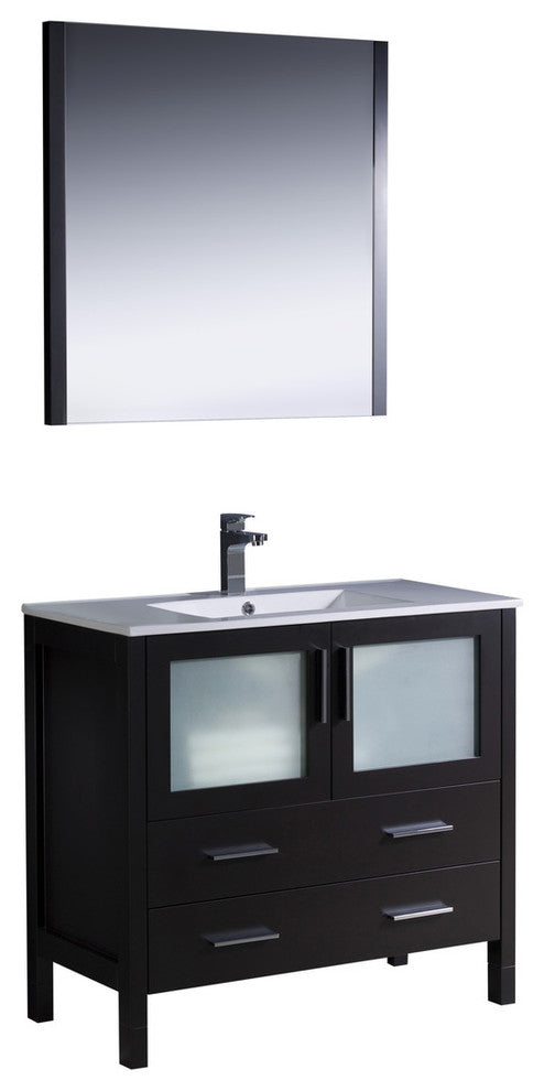 Torino 36" Espresso Modern Bathroom Vanity With Integrated Sink, FFT1030BN