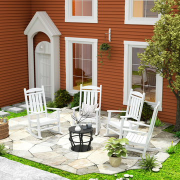 WestinTrends 4PC Set Adirondack Outdoor Patio Porch Rocking Chairs, White