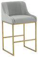 Lisa Pleated Velvet Counter Stool, Gray