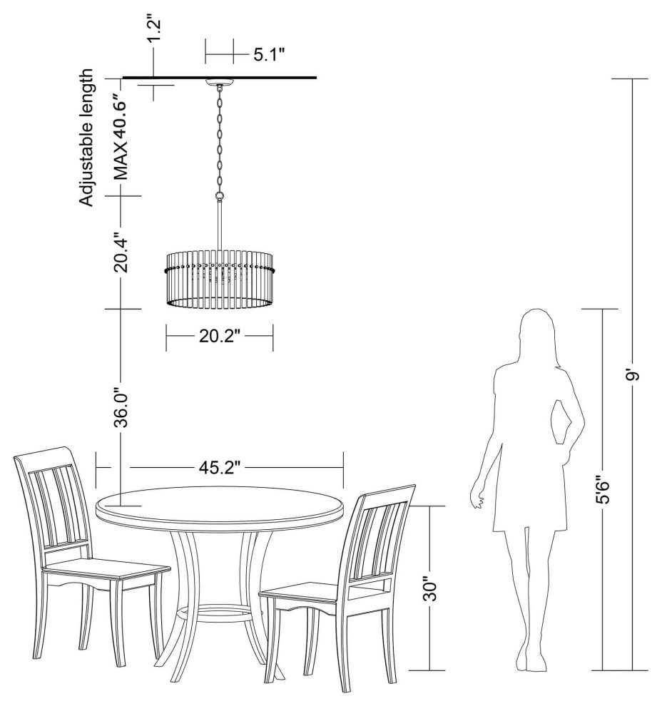 Eva 5-light Chrome Pendant Crystal Chandelier