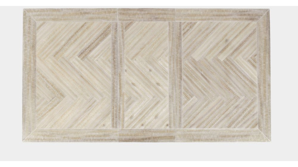 Fairview Transitional Herringbone Distressed Acacia Extension 78 Dining Table