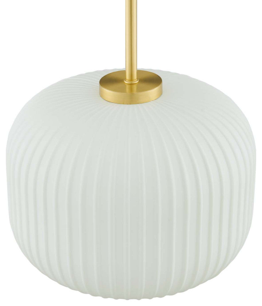 Reprise Glass Pendant Light, White Satin Brass