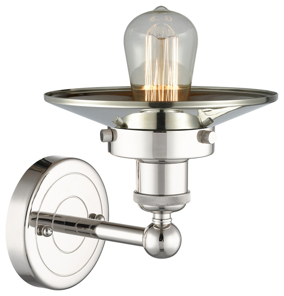 Railroad 1-Light 8" Sconce, Polished Nickel, Polished Nickel