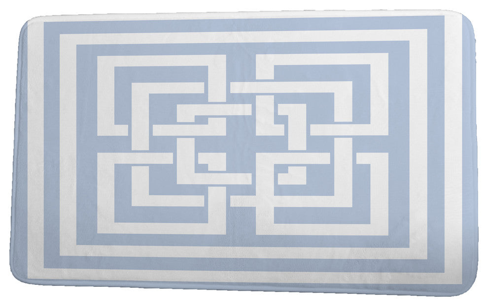 Nantucket Greek New Key Geometric Print Bath Mat, Blue, 21"x34"