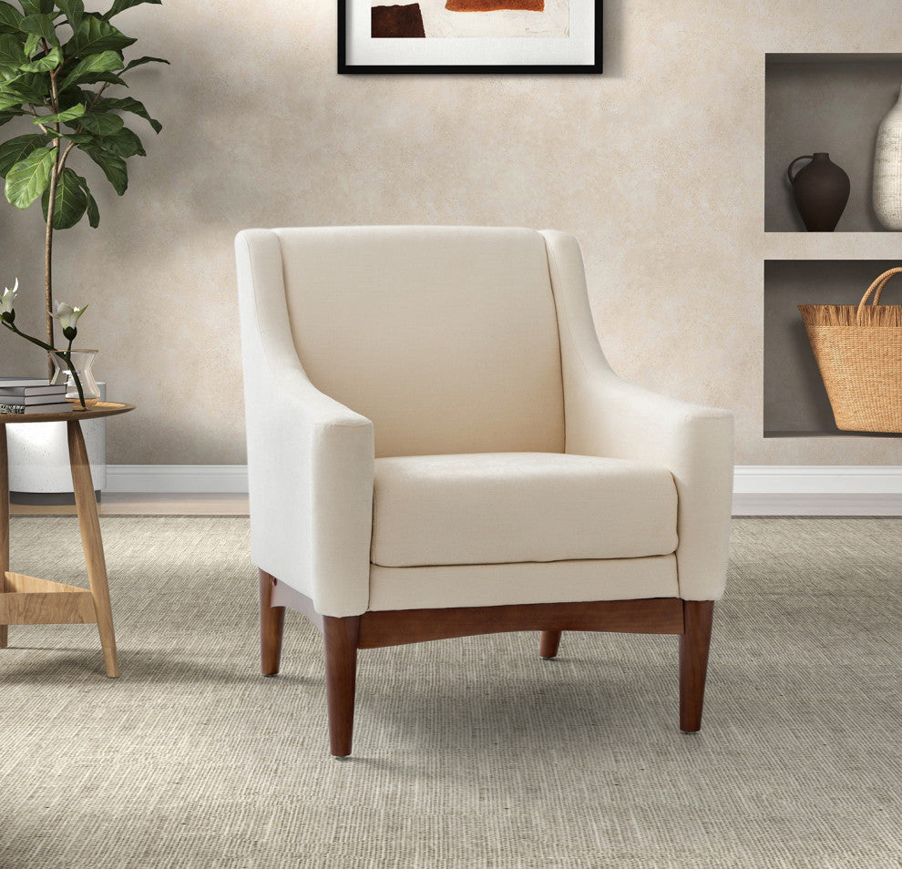 34.2" Comfy Living Room Armchair With Sloped Arms, Ivory