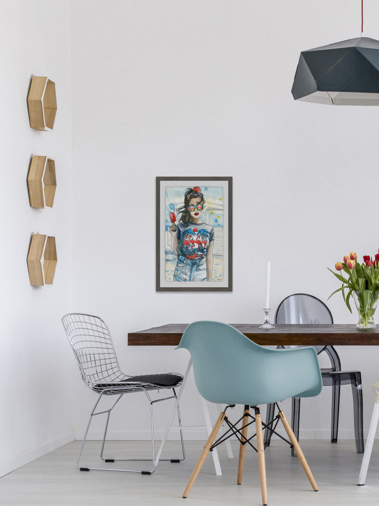 "Popsicle Fashion" Framed Painting Print, 12"x18"