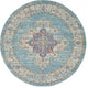5' Light Blue Round Southwestern Power Loom Area Rug