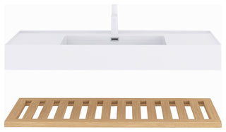 Wall-Mounted Bathroom Vanity With White Rectangular Acrylic Integrated Basin, 48"