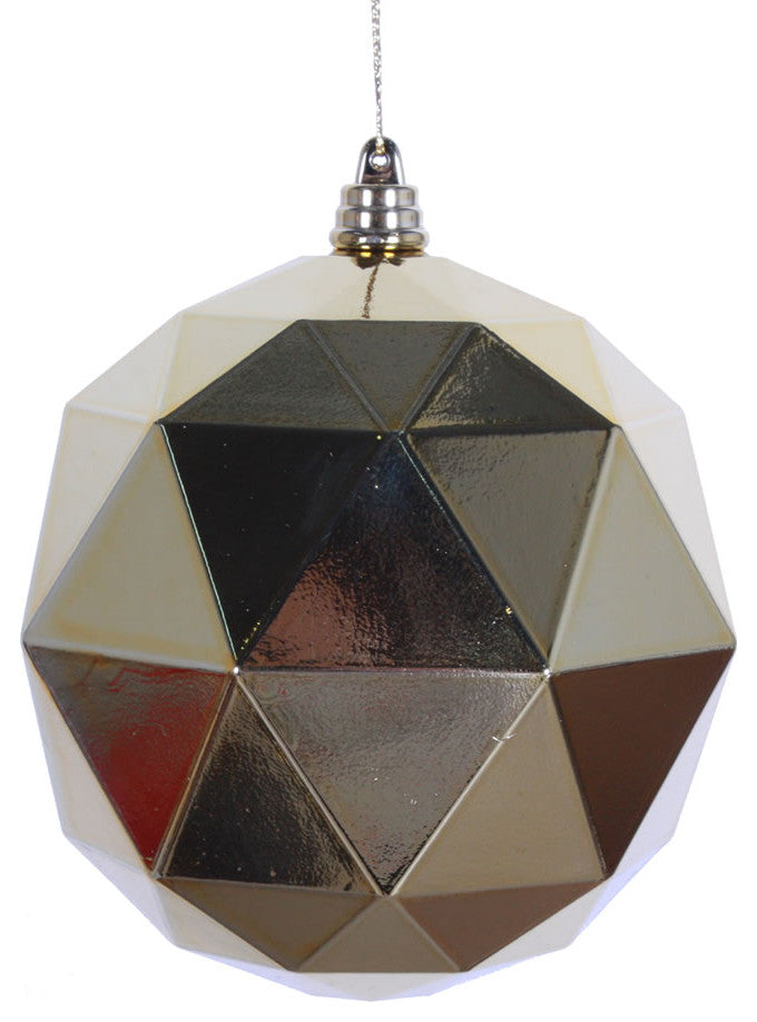 Vickerman M177308Ds 4.75" Gold Shiny Geometric Ball Ornament, 4 Per Bag
