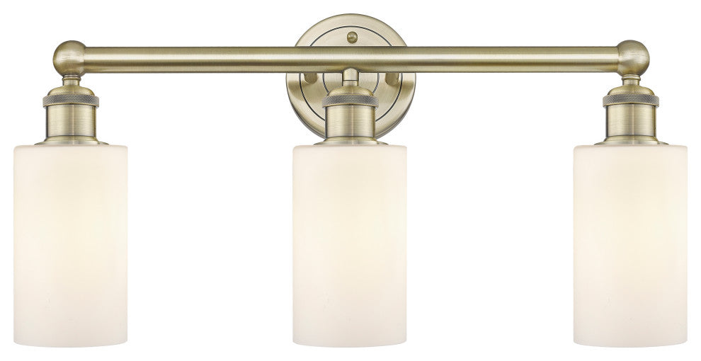 Clymer 3-Light 22" Bath Vanity Light, Antique Brass, Matte White Shade