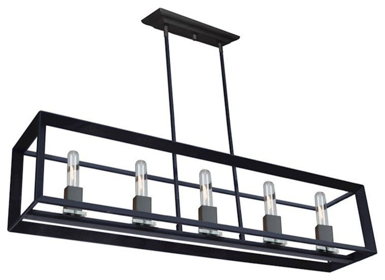 Artcraft AC10065 Five Light Isl Pendant Vineyard Matte Black
