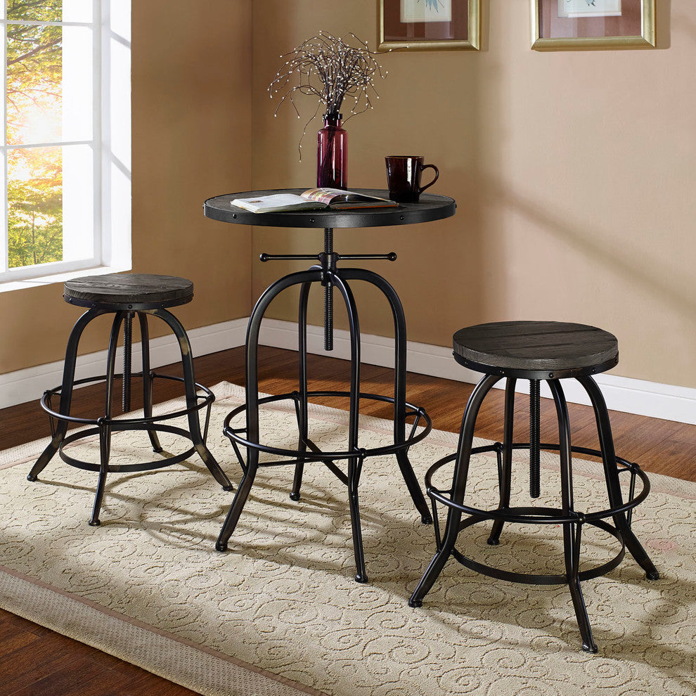 Industrial Modern Dining Bar Stools, Black Metal, Set of 2