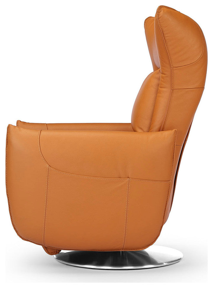 Hyland Reclining Chair with Swivel Base and Top Grain Leather