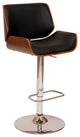 Mattis Swivel Barstool, Black PU/Walnut Veneer and Chrome Base
