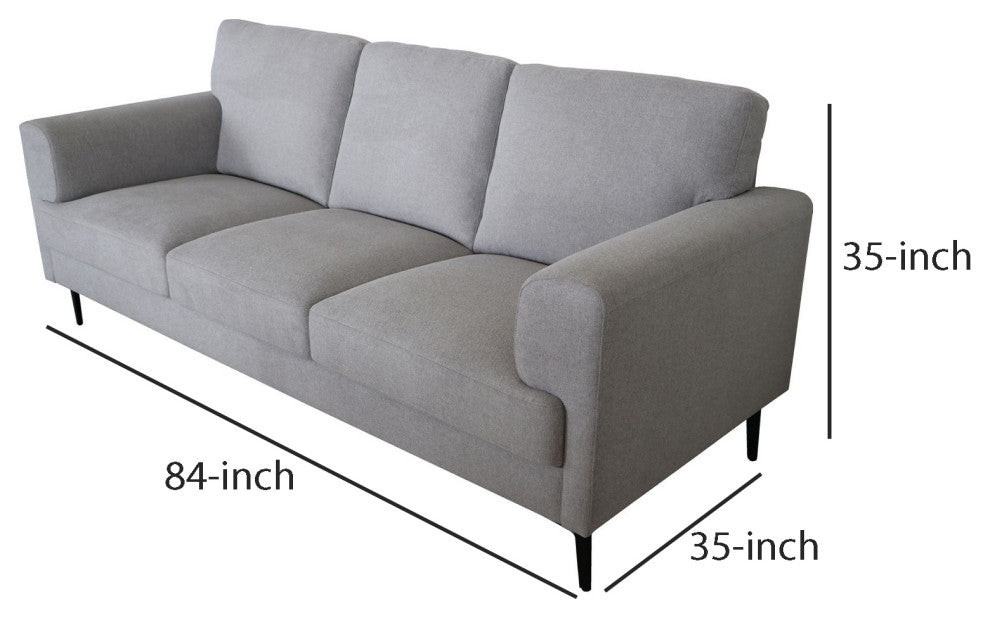 Benzara BM250321 Sofa With Fabric Upholstery and Sleek Metal Legs, Gray