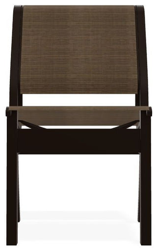 Leeward Sling Stackable Outdoor Dining Chair, Bark/Kona