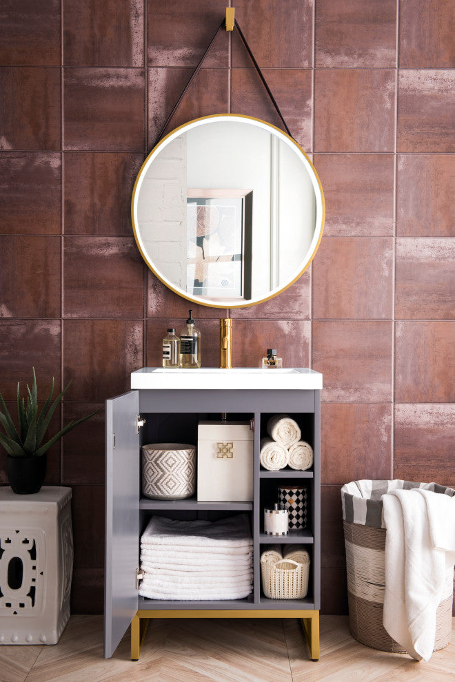 Alicante 24" Grey Smoke Vanity, Gold