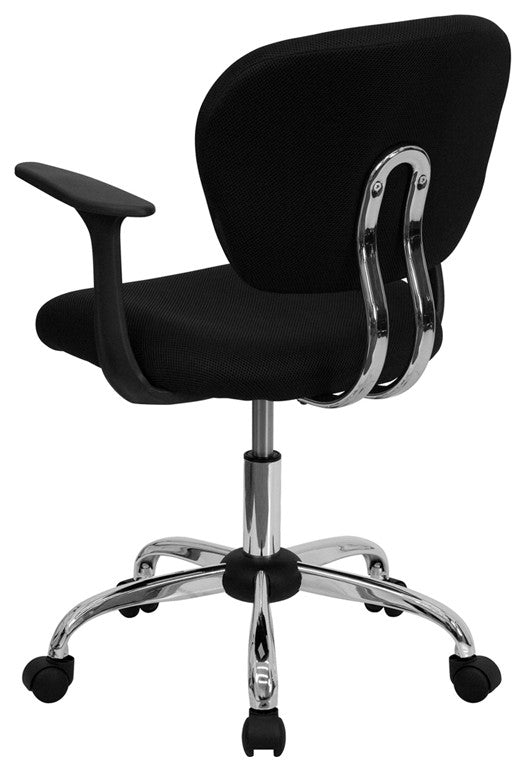 Flash Furniture Mid-Back Black Mesh Task Chair With Arms and Chrome