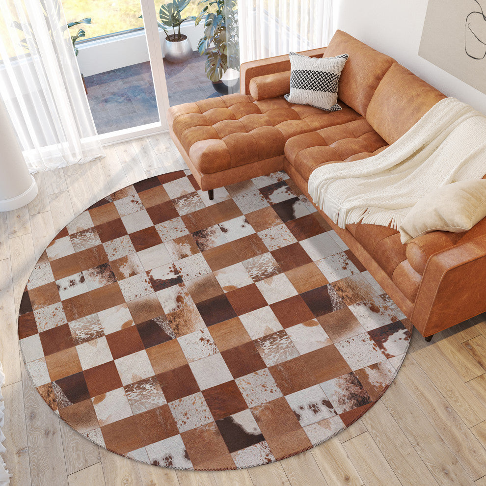 Indoor/Outdoor Stetson SS10 Driftwood Machine Washable 8' x 8' Round Rug