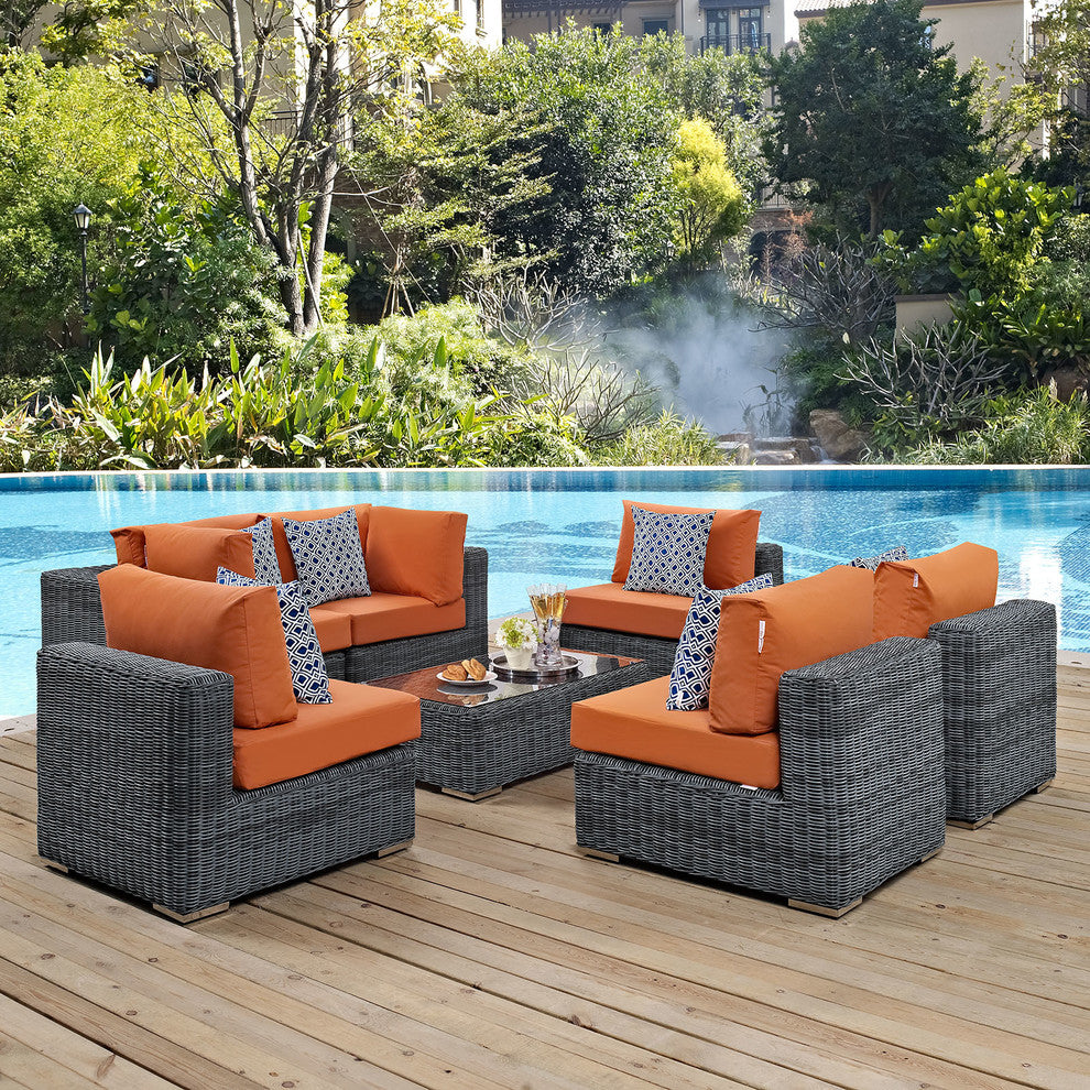 Canvas Tuscan Summon 7-Piece Outdoor Patio Sunbrella Sectional Set