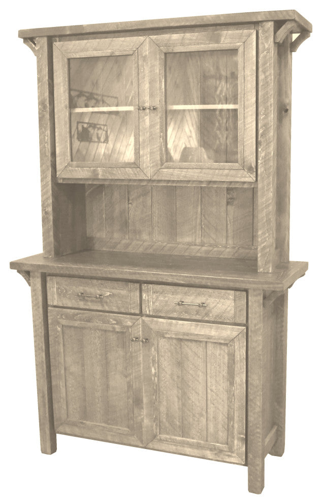 Barnwood Style Timber Peg Buffet Hutch, Frost