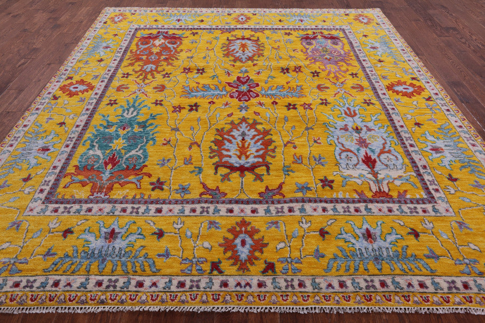 10' Square Turkish Oushak Hand-Knotted Wool Rug - Q13274