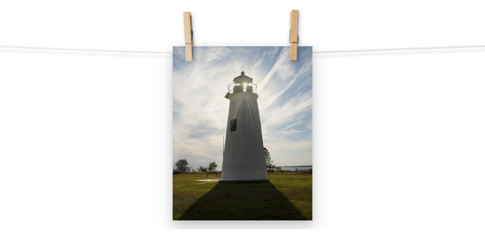 Turkey Point Lighthouse with Sun Flare Unframed Wall Art Prints, 8" X 10"