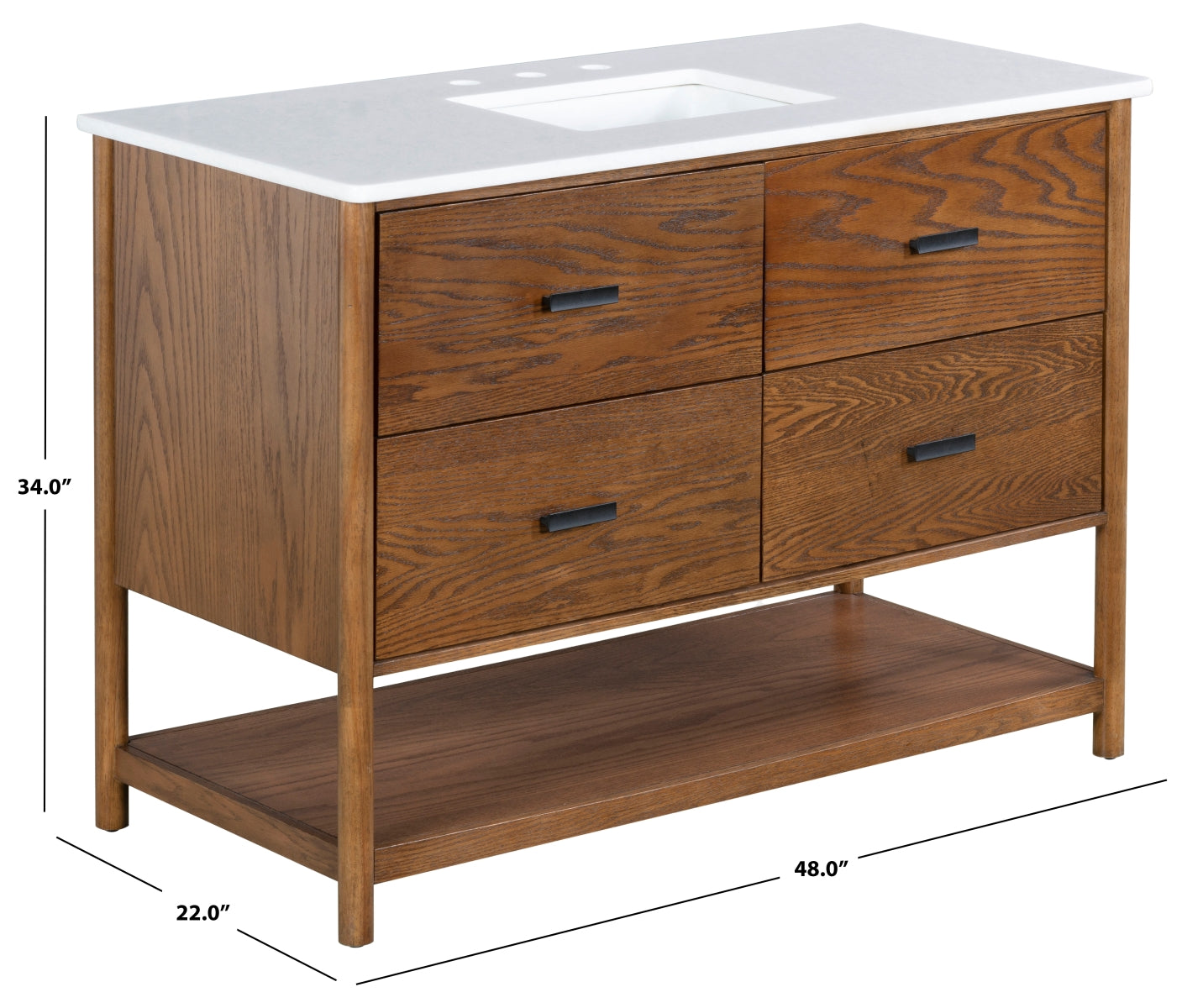 Safavieh Couture Jaylessa Vanity, Medium Oak/White, 48In