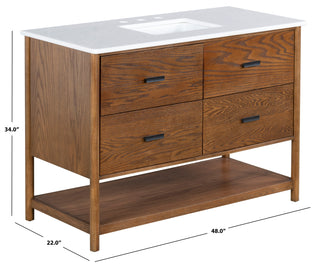 Safavieh Couture Jaylessa Vanity, Medium Oak/White, 48In