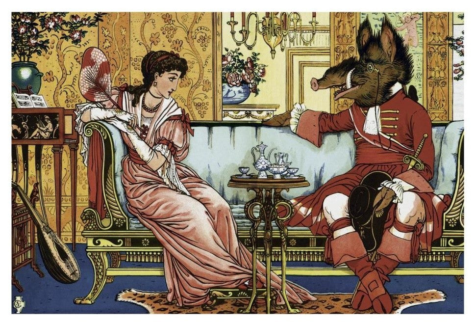 "Beauty and the Beast  - The Courtship" Paper Print by Walter Crane, 26"x18"