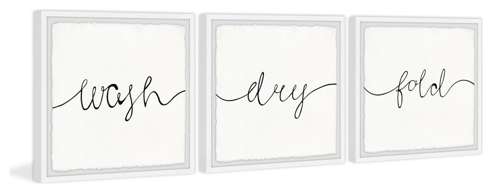 Cursive Laundry Triptych, 3-Piece Set, 32x32 Panels