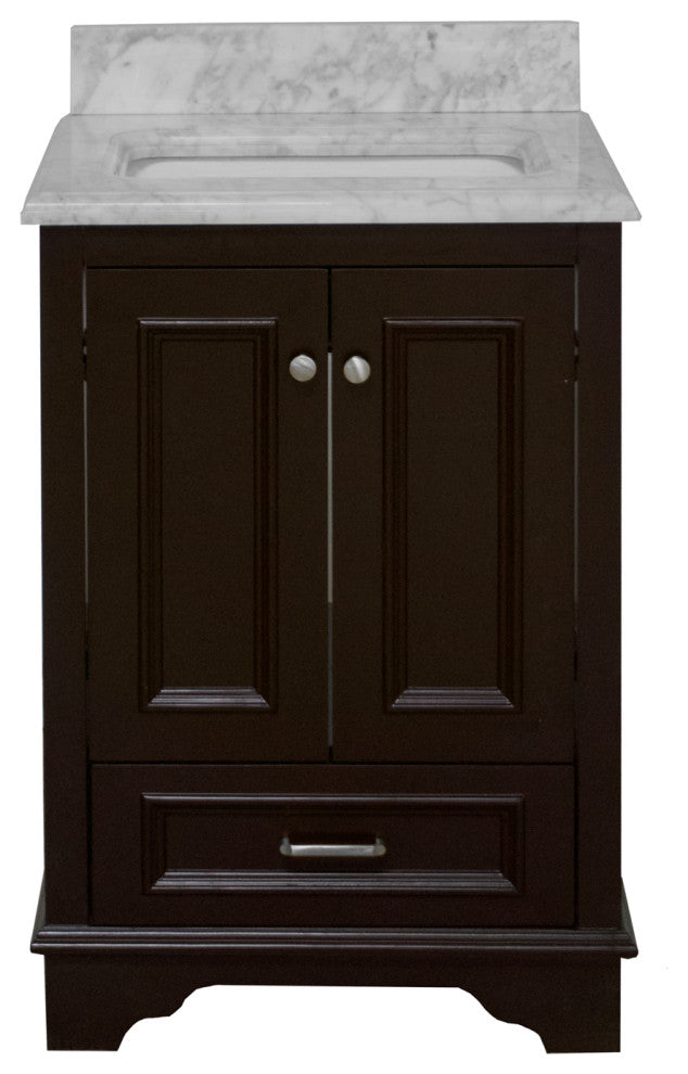 Nantucket 24" Bathroom Vanity, Chocolate, Carrara Marble