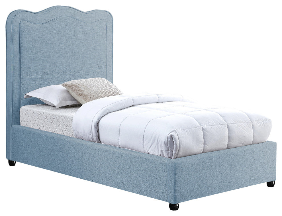 Felix Linen Upholstered Bed, Sky Blue, Twin