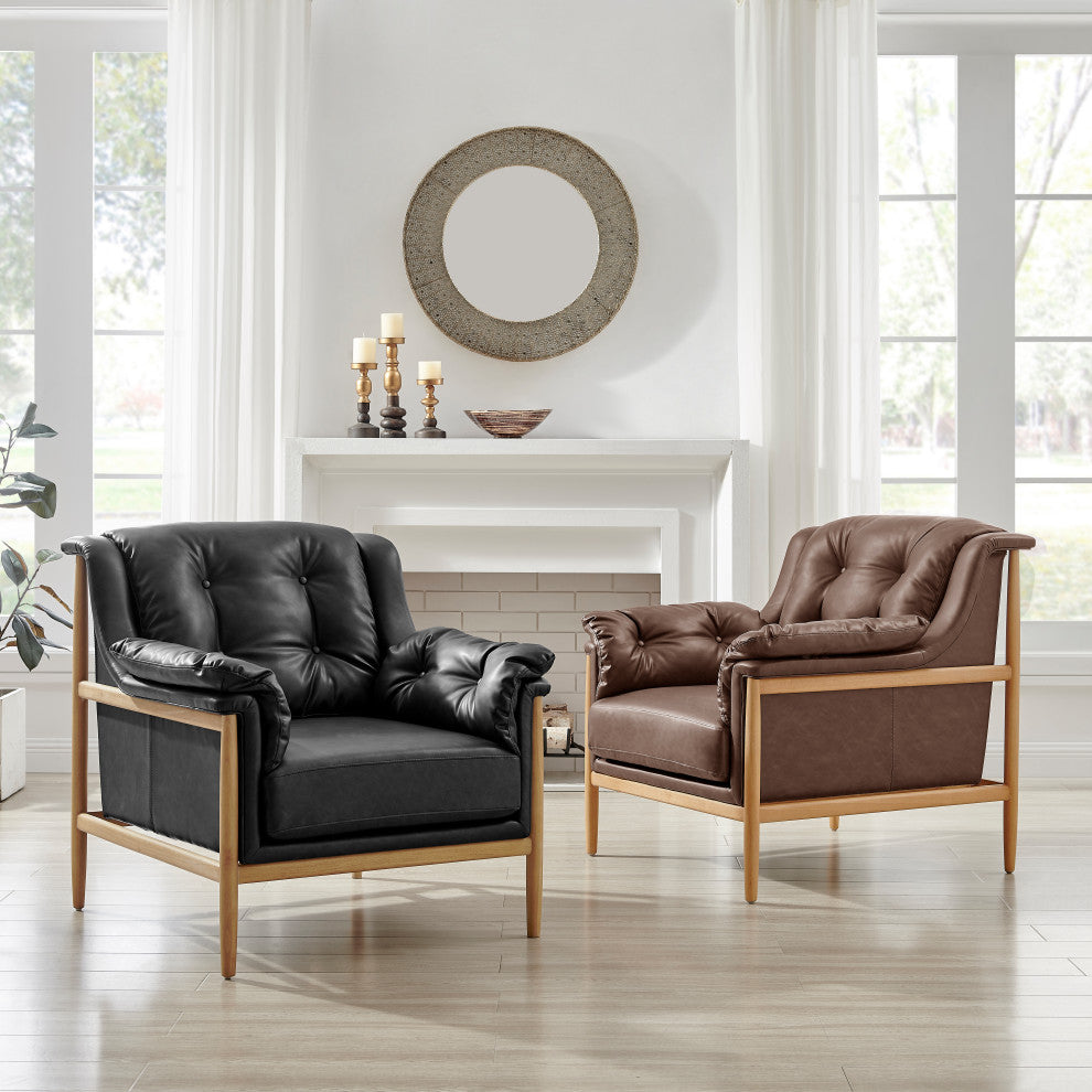 Larry Tufted Accent Arm Chair, Casa Black