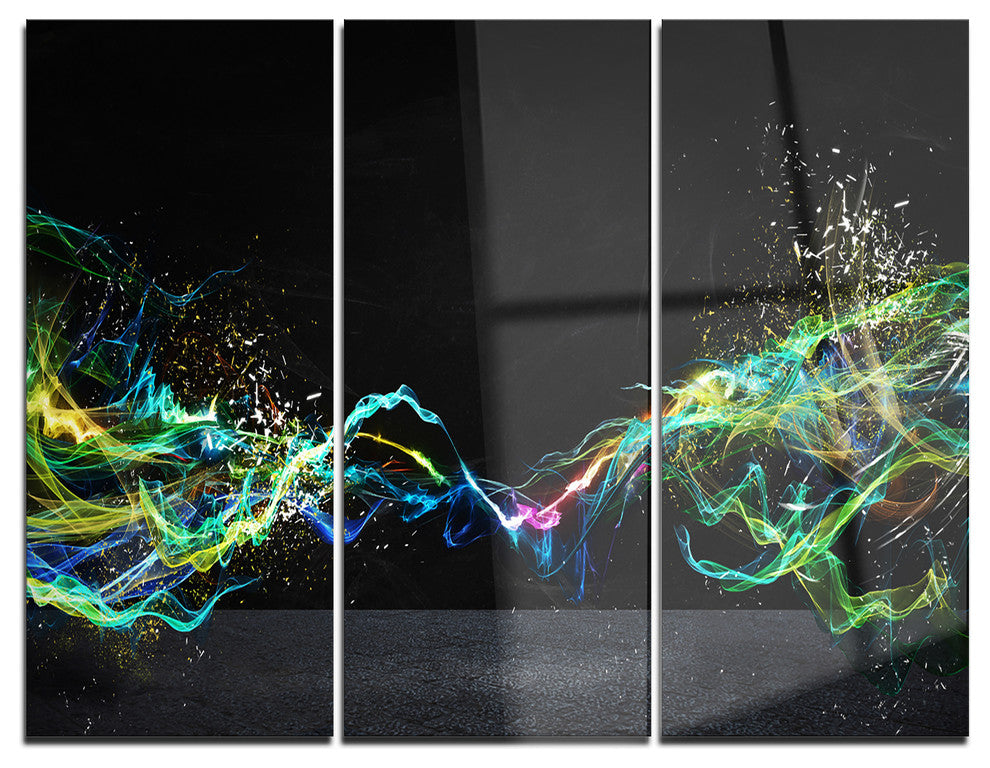 "Abstract Motion Banner" Glossy Metal Wall Art, 3 Panels, 36"x28"