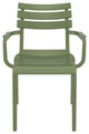 Paris Resin Outdoor Arm Chair, Set of 2, Olive Green