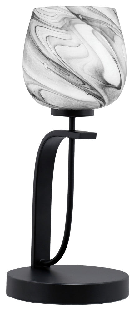 Cavella 1 Light Accent Lamp, Matte Black Finish, 6" Onyx Swirl Glass