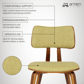 Jaguar Mid-Century Dining Chair, Walnut, Green