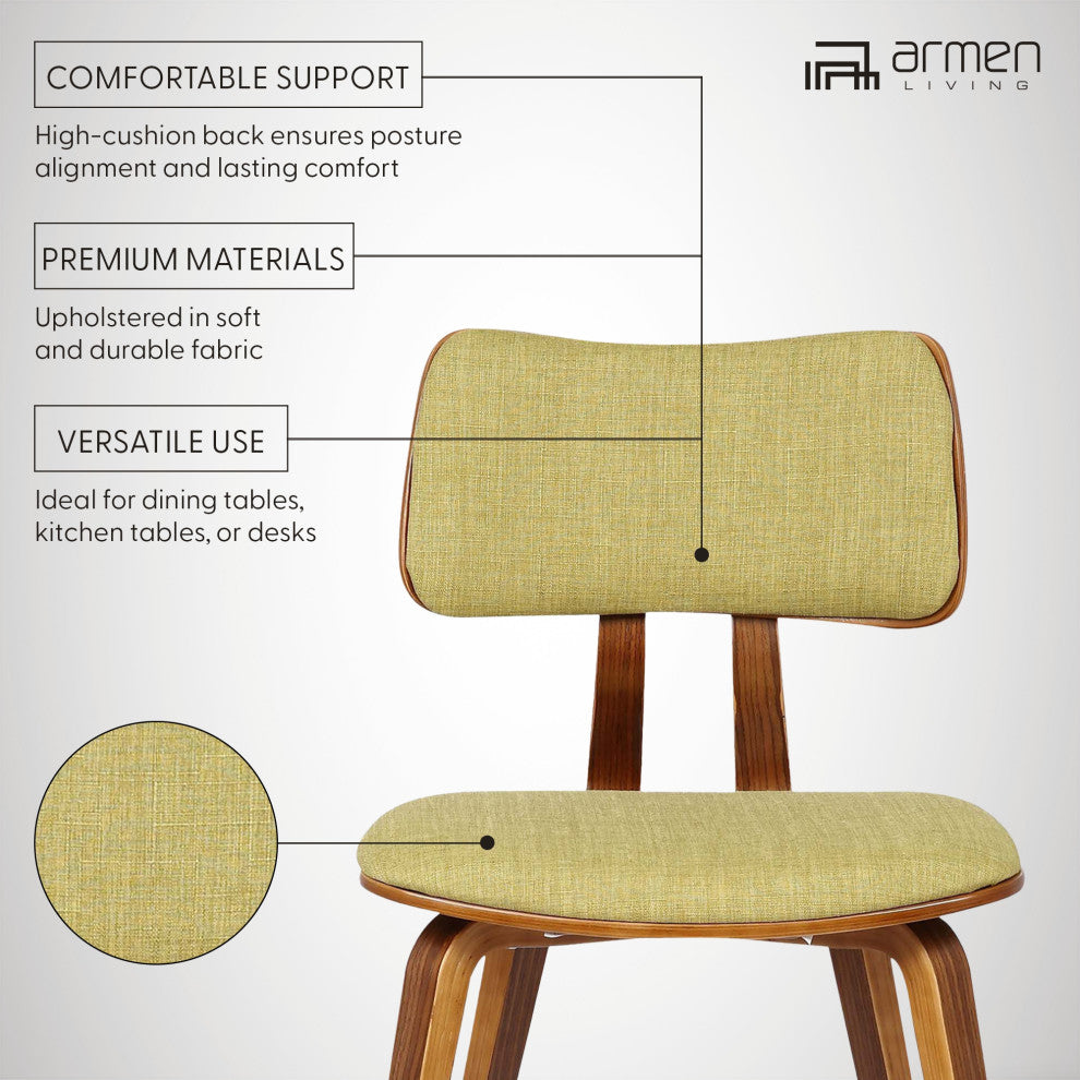 Jaguar Mid-Century Dining Chair, Walnut, Green