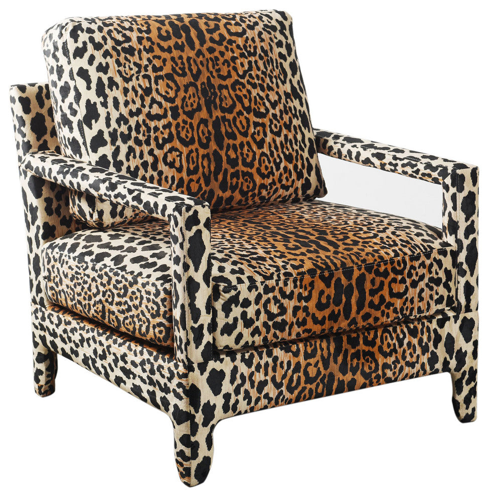 Dann Foley Lounge Chair Brown Cheetah Printed Upholstery