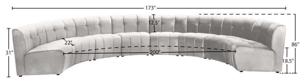 Limitless Velvet Upholstered 8-Piece Modular Sectional, Cream