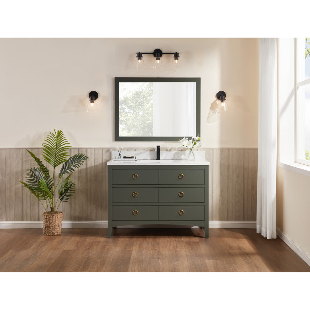 Legion Furniture WS2518 Series Bathroom Sink Vanity, Pewter Green, 48", Artificial Stone Top, Single Sink