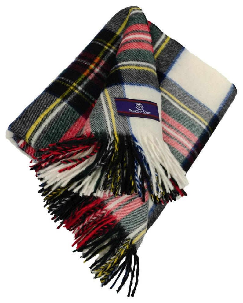 Prince of Scots Highland Tartan Tweed Merino Wool Throw, Dress Stewart