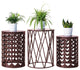Outdoor Garden Stool Set of 3 with Metal Frame , Brown