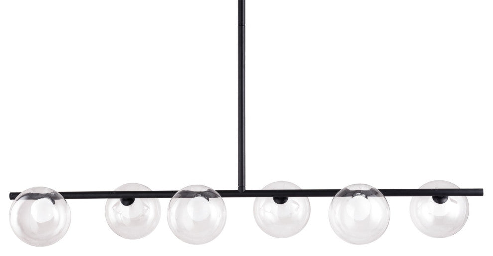 Pendant Ceiling Light Fixture, Glass, Steel Metal, Black, Clear, Lounge Cafe