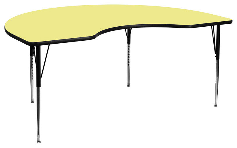 48"x96" Kidney Yellow Thermal Laminate Activity Table