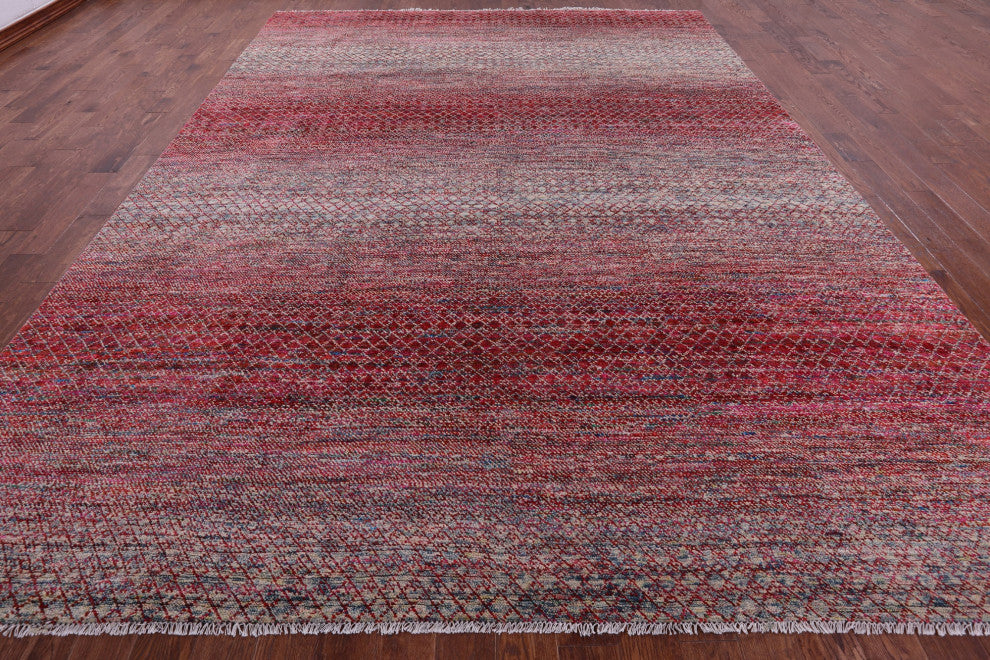10' 2" X 13' 10" Savannah Grass Handmade Wool & Silk Rug - Q15427