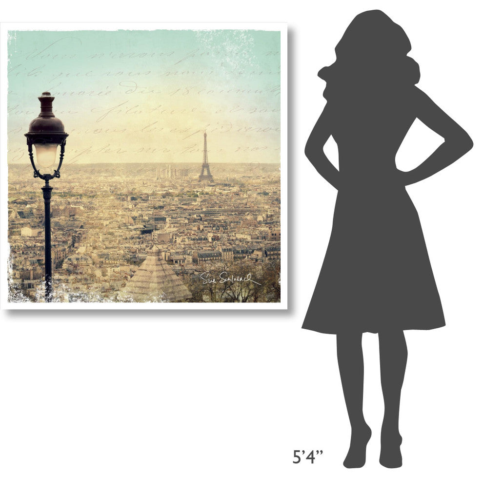 "Eiffel Landscape Letter Blue I" Digital Paper Print by Sue Schlabach, 42"x42"