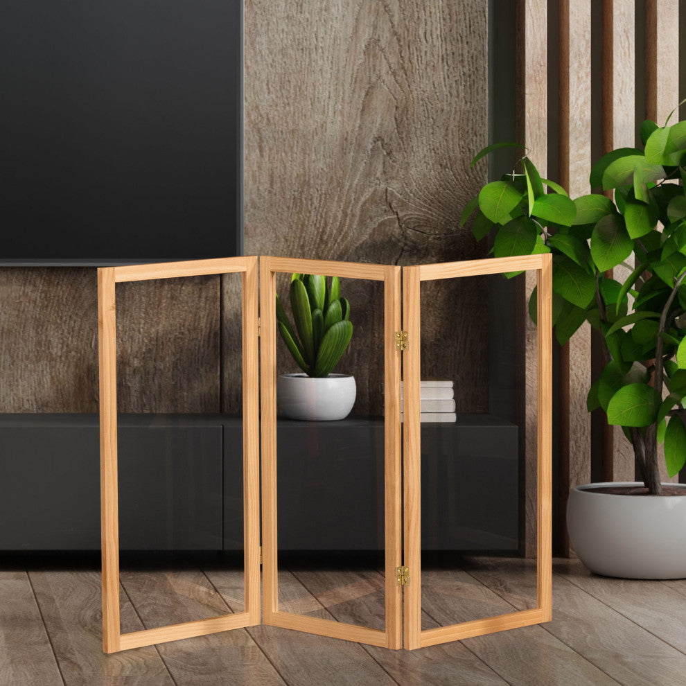 3' Tall Clear Screen, Natural, 3 Panel